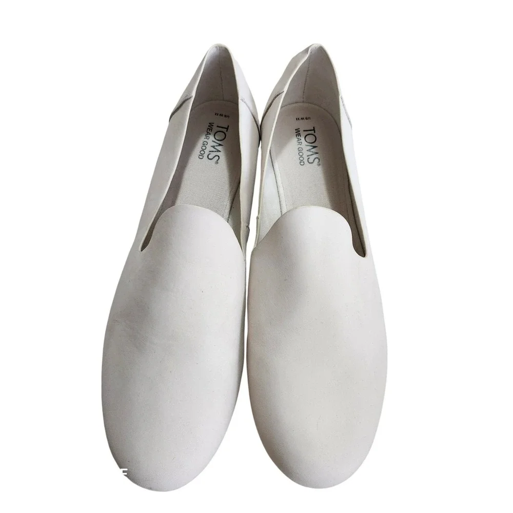 Toms Darcy Loafers Women's Size 11 Natural Leather Flat Shoes Slip On Minimalist